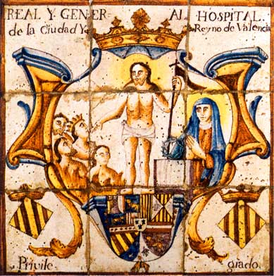 Panel de azulejos del siglo XVIII del Hospital Real y General  de Valencia