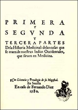 Portada de la Historia Medicinal... (1565-1574), de Nicols Monardes