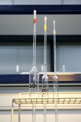 pipetas aforadas en el portapipetas