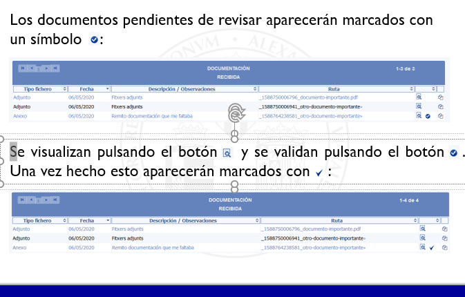 Captura de diferentes símbolos para marcar la documentación