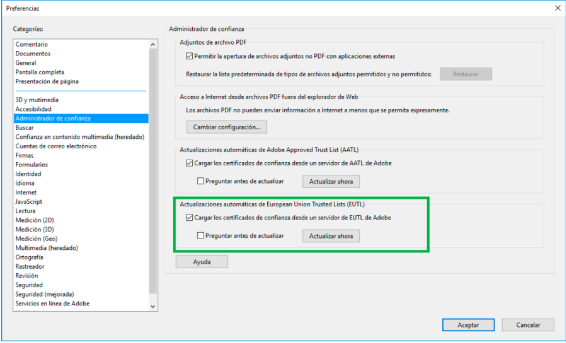 Captura administrador de confianza