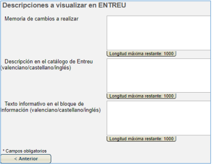 Captura descripciones a visualizar en Entreu
