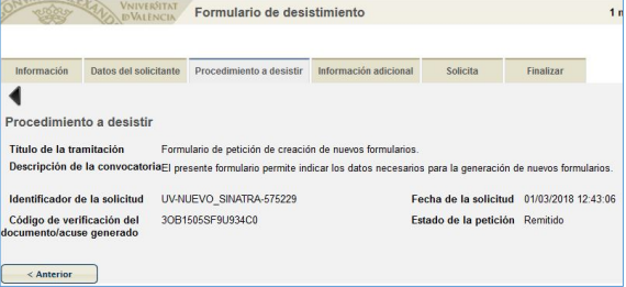Screenshot of procedure to be withdrawn or waived