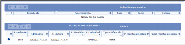 Captura ventana expedientes asociados