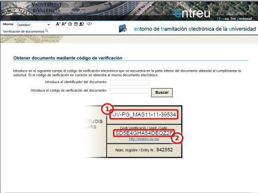 Captura obtener documento mediante código de verificación