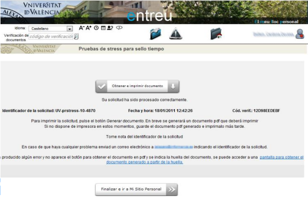 Captura justificante de registro telemático