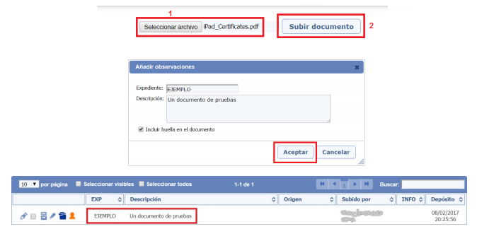 Captura botón seleccionar archivo para subirlo al servidor