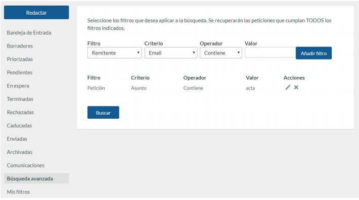 Screenshot of the advanced search box