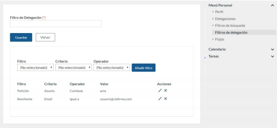 Screenshot delegation filters