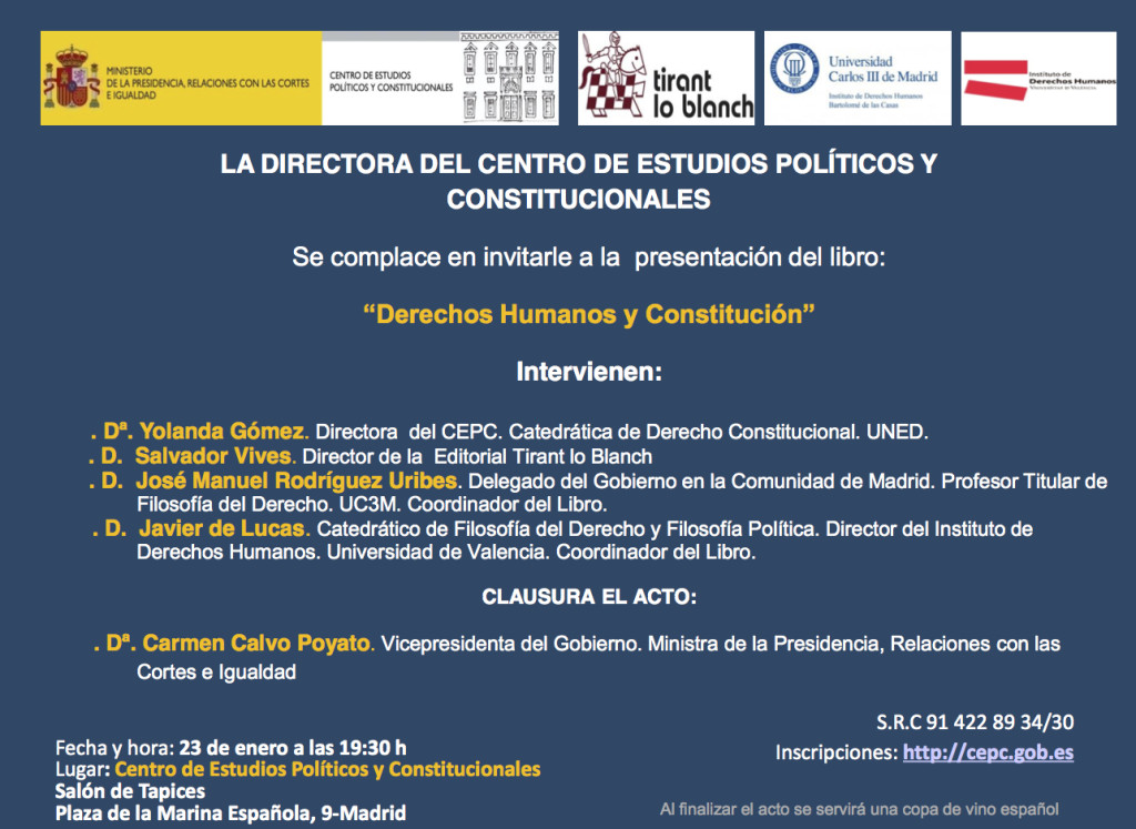 Portada de la presentació del llibre Drets Humans i Constitució