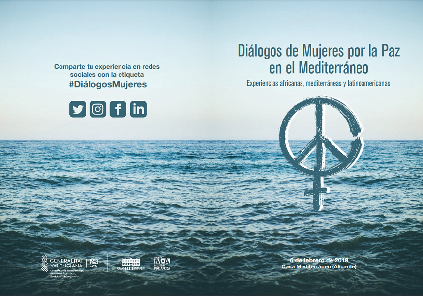 Portada del díptico Mujeres por la paz