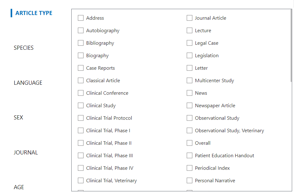 Filtros Pubmed