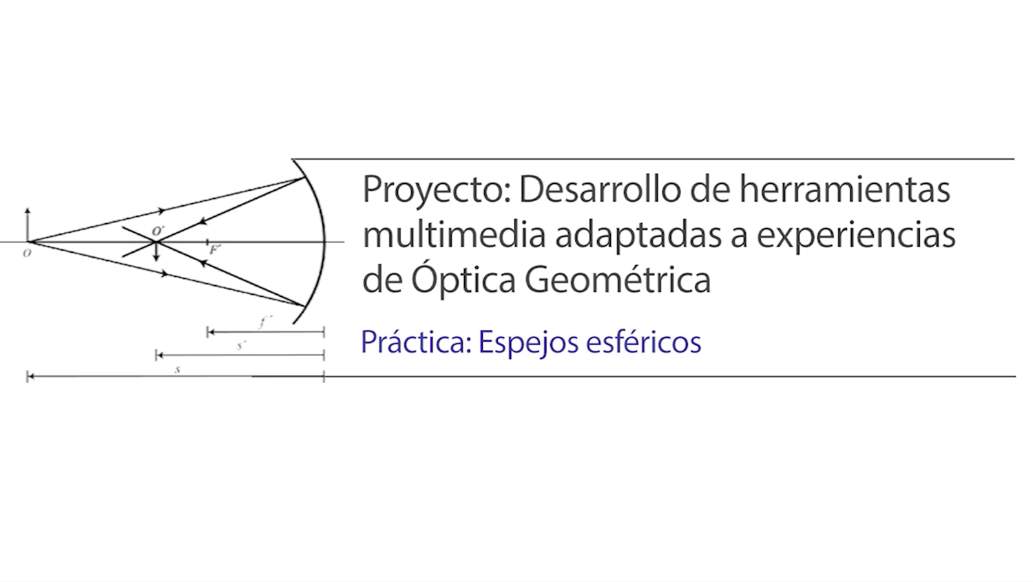 Imagen de la portada del video;Desarrollo de herramientas multimédia adaptadas a experiencias de Óptica Geométrica: Espejo esférico