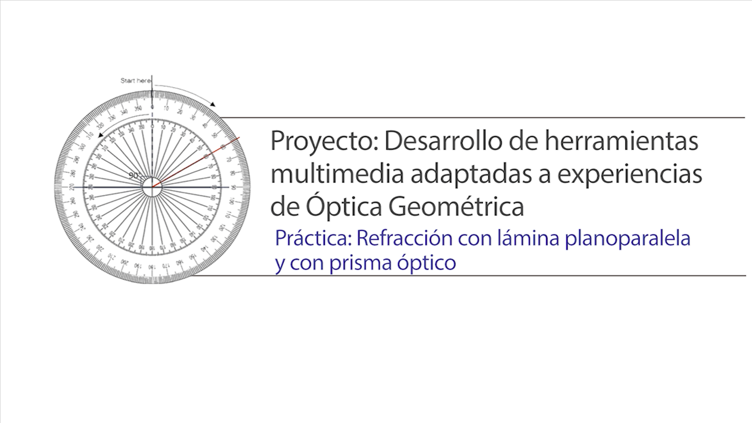 Imagen de la portada del video;Desarrollo de herramientas multimédia adaptadas a experiencias de Óptica Geométrica: Lámina y prisma