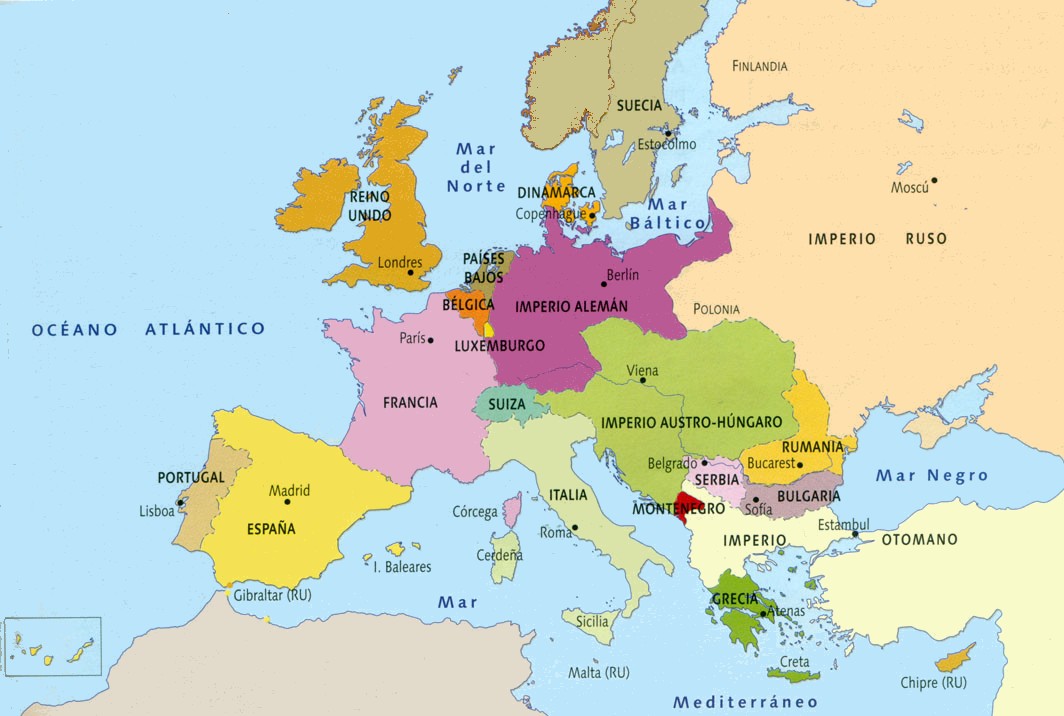 Mapa politico de europa y rusia en el año 1900