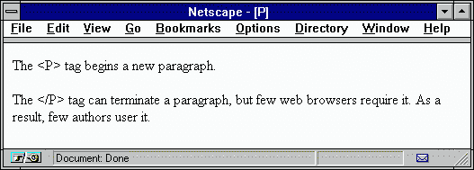 Html top p tag