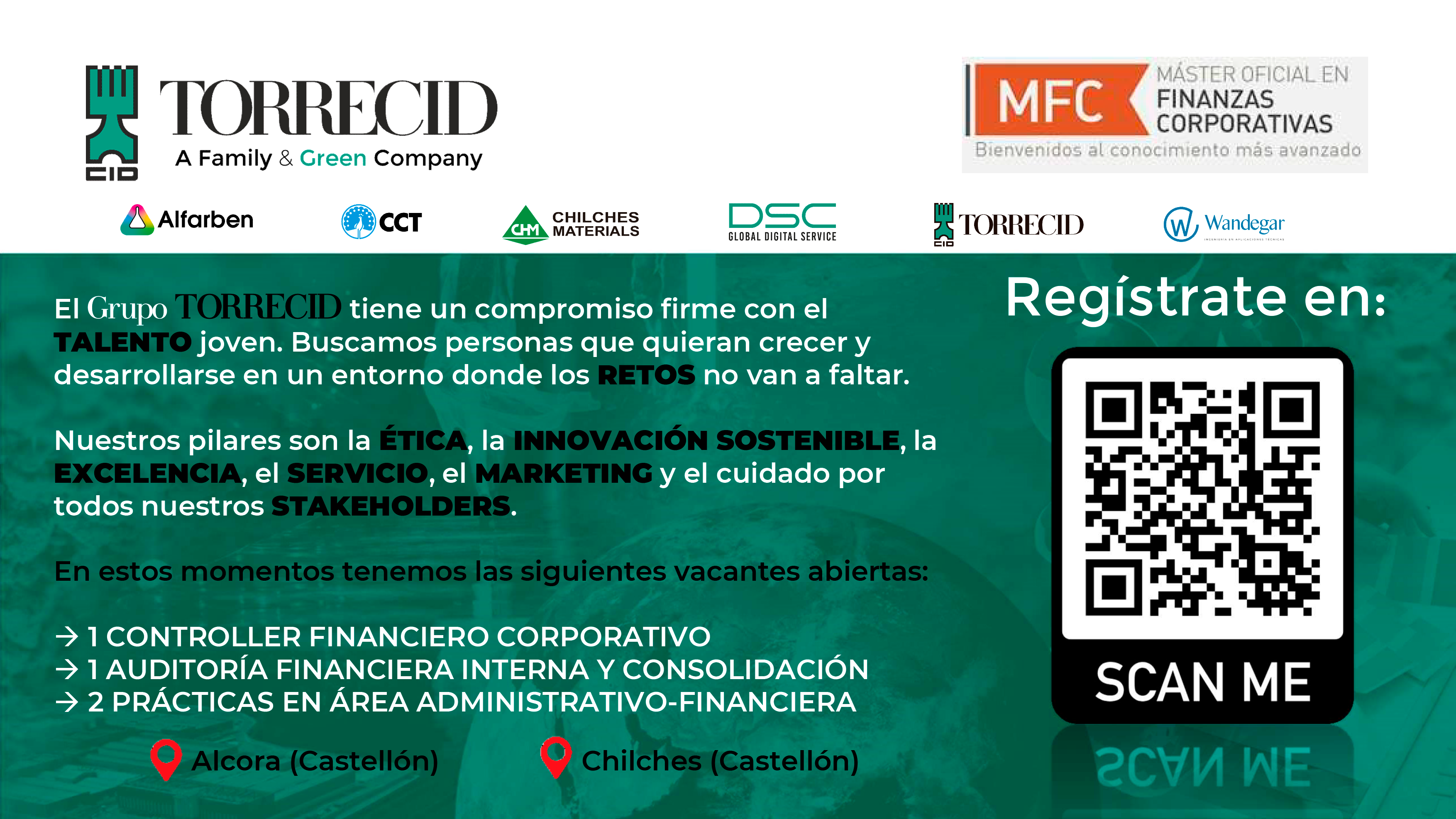 Cartel con ofertas de empleo de Torrecid