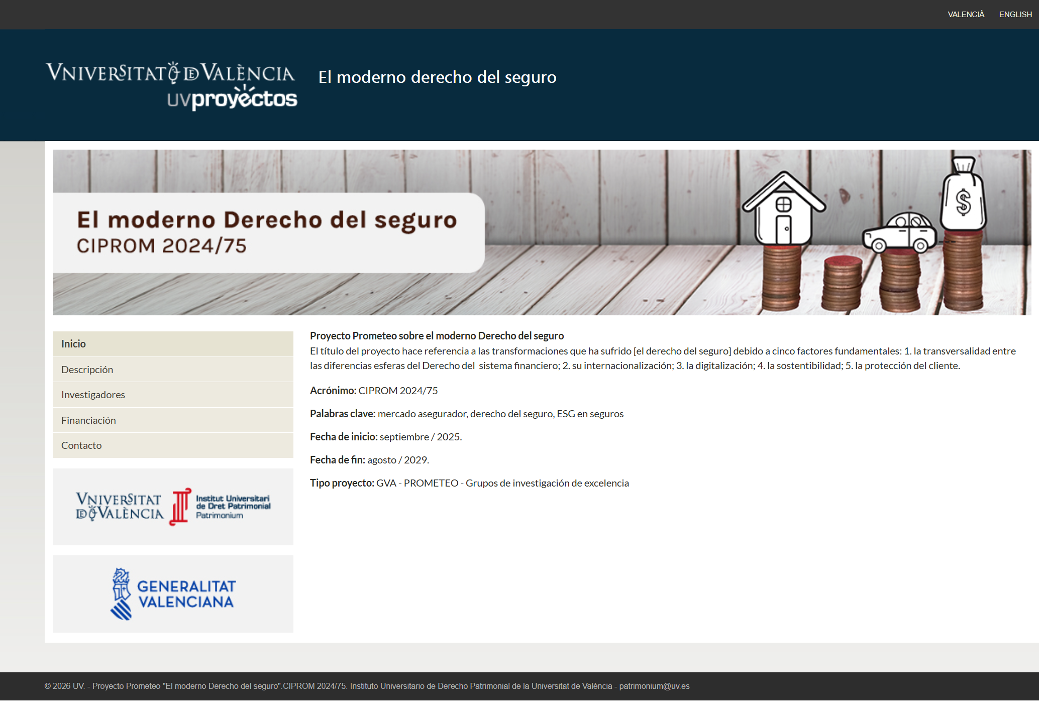 Captura de pantalla del portal