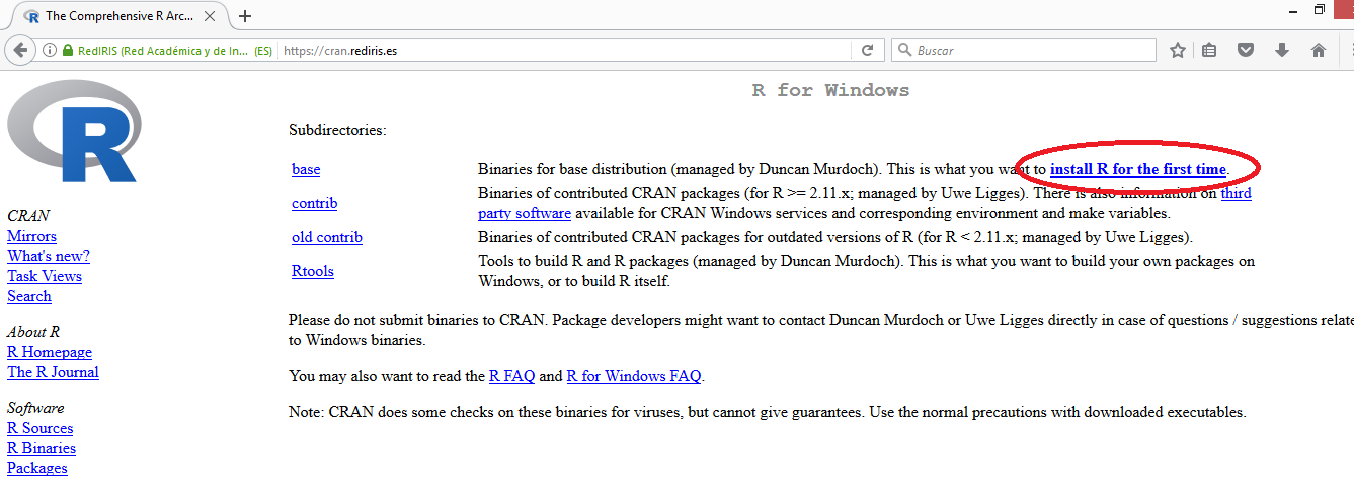 Figura 3. Instalar R en Windows