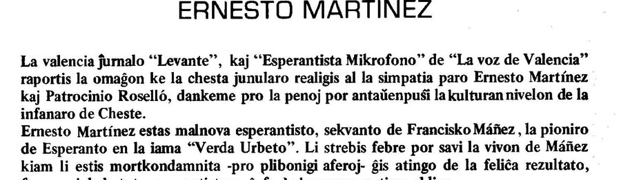 Facsímil de la crónica «Homenaje en Cheste al destacado correligionario Ernesto Martínez»