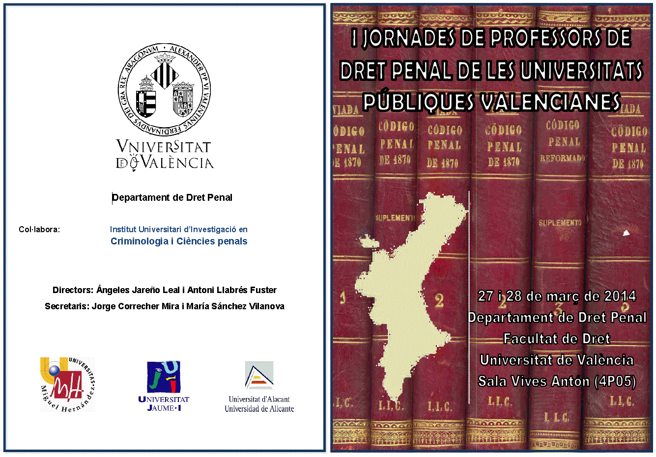 PROGRAMA I Jornades de professors de dret penal de les universitats públiques valencianes
