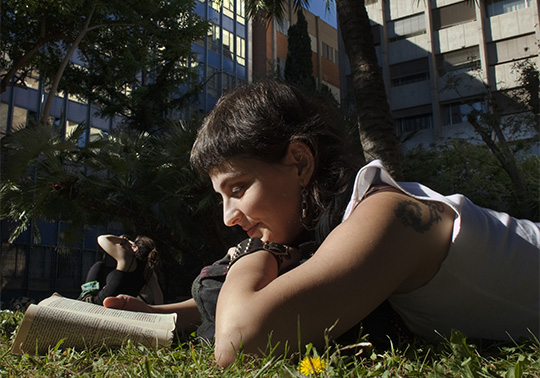 young man reading