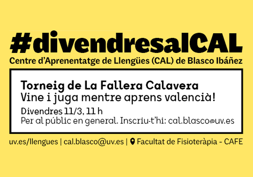 Tournament of La Fallera Calavera card game, at the Blasco Ibáñez Language