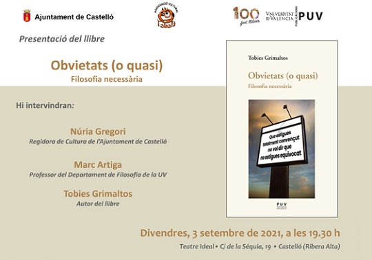 Invitación presentación 'Obvietats (o quasi)'