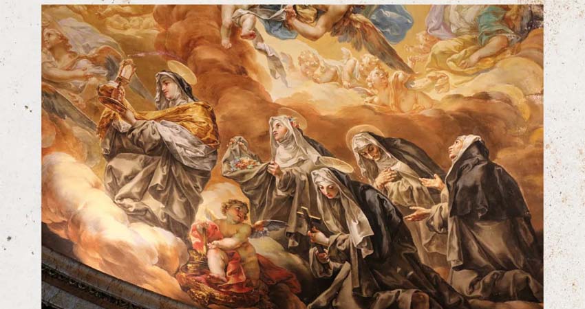 Portada del libro. Detalle de un cuadro con un niño y monjas