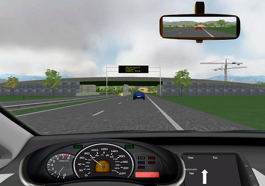 Vista des del simulador de conducció