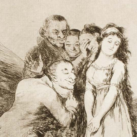Detalle del grabado ¡Qué sacrificio! de Francisco de Goya