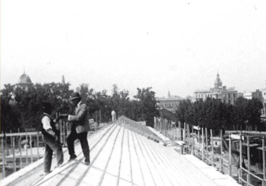 Men dancing on a rooftop