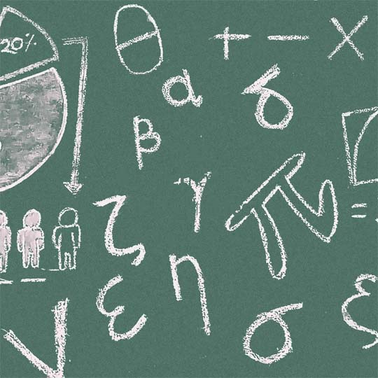 Blackboard with mathematical symbols