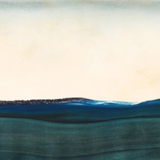 Quadre abstracte. Blau sobre fons blanc