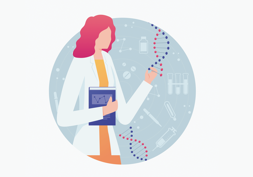 Researcher studying DNA.