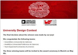 L'equip GreenMite de l’ETSE-UV, guanyador del “University Design Contest” Analog Devices -Würth Elektronik