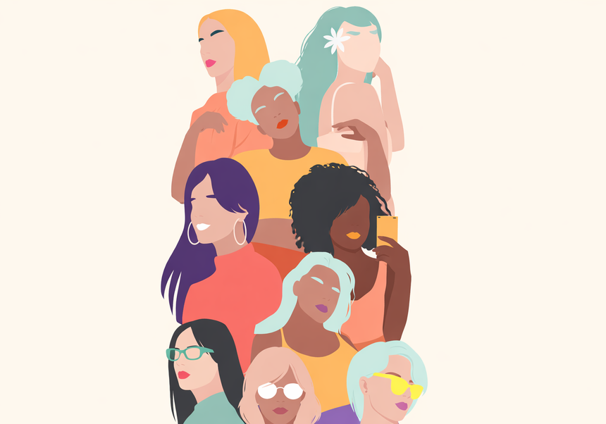 dibujo con mujeres de diferentes razas