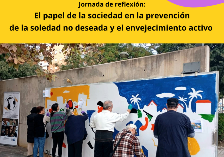Adultos pintando un mural