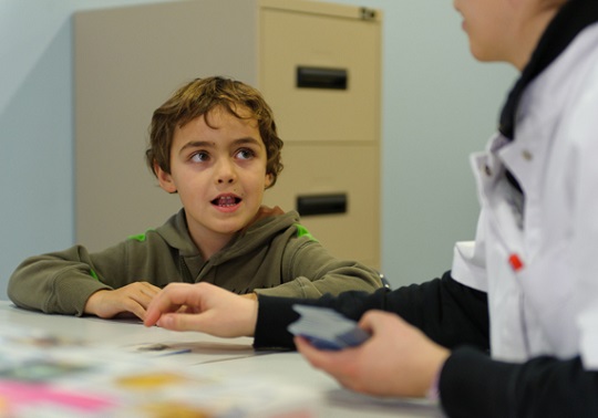 Child in a speech therapy session