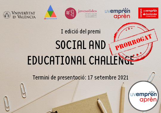 Últimos días para inscribirse en la I edición del premio Social and Educational Challenge que organiza el proyecto CooperAcció Social del programa UVemprén-aprèn