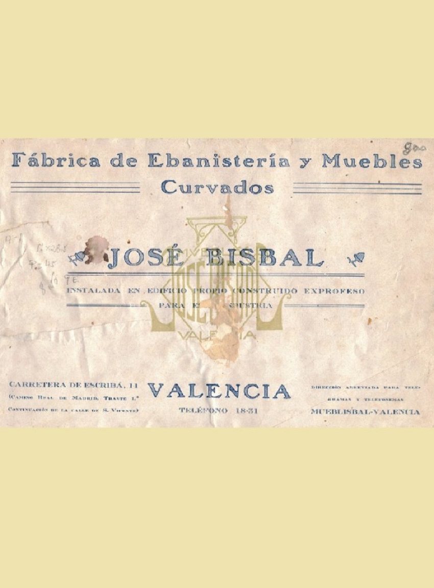 Catálogo de la fábrica de ebanistería y muebles curvados José Bisbal