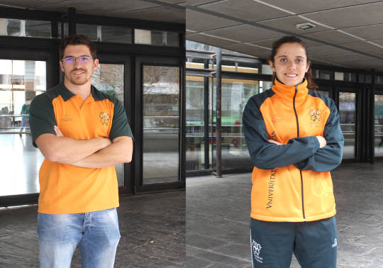 Héctor Cabrera y Carla Masip, en la puerta de su Facultat.