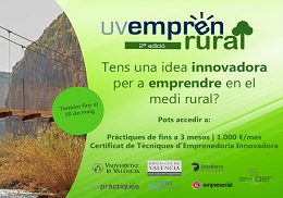 La Universitat de València i la Diputació de València destinen 30.000 € per a fer pràctiques d'emprenedoria dins del programa UVemprén Rural