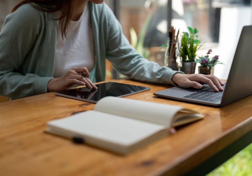 People working with laptop