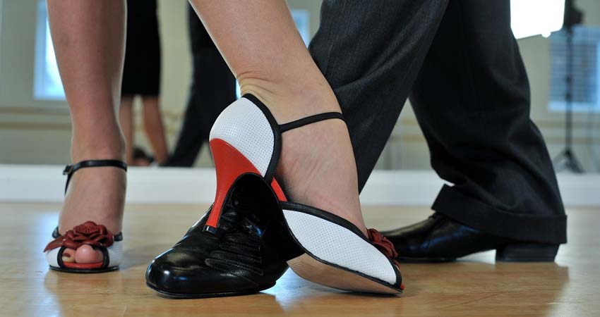 Couple legs dancing tango