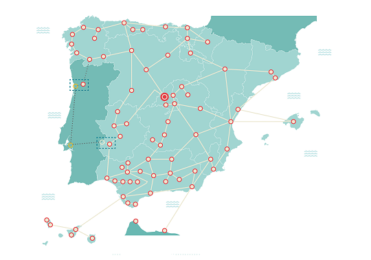 Mapa de la infraestructura de red RedIris (Crédito RedIris)