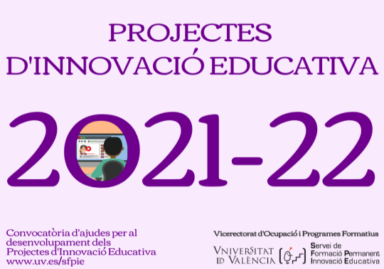 Cartel con la frase Proyectos de Innovación educativa y el curso 2021-22, en el que se va a desarrollar