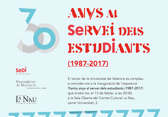 Invitación a la inauguración de la exposición: 30 años al servicio de los estudiantes