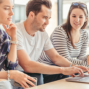 Students working with computer