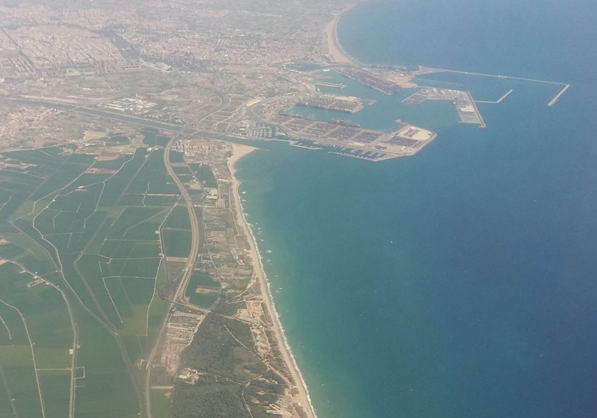 Beaches in the south of Valencia (aerial view).
